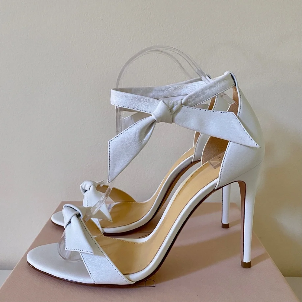 Alexandre Birman White Leather Clarita 100 Sandals New In Box  US8 / IT38